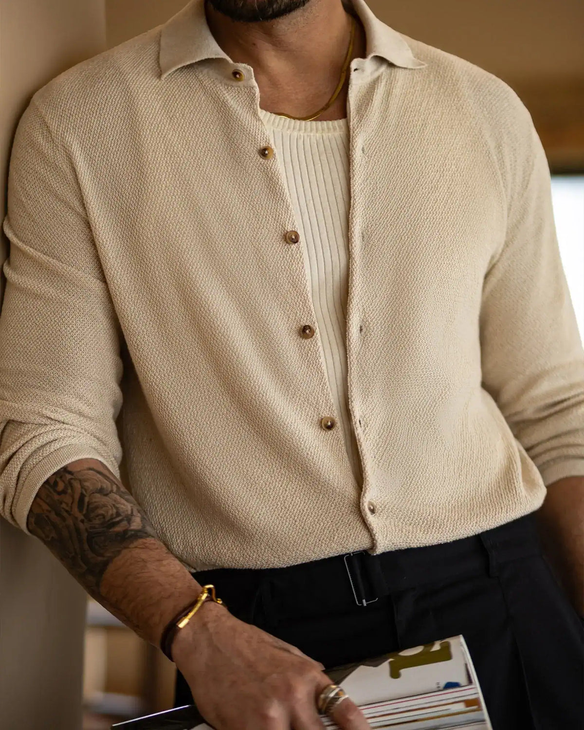 Signature Linen-Knit Shirt