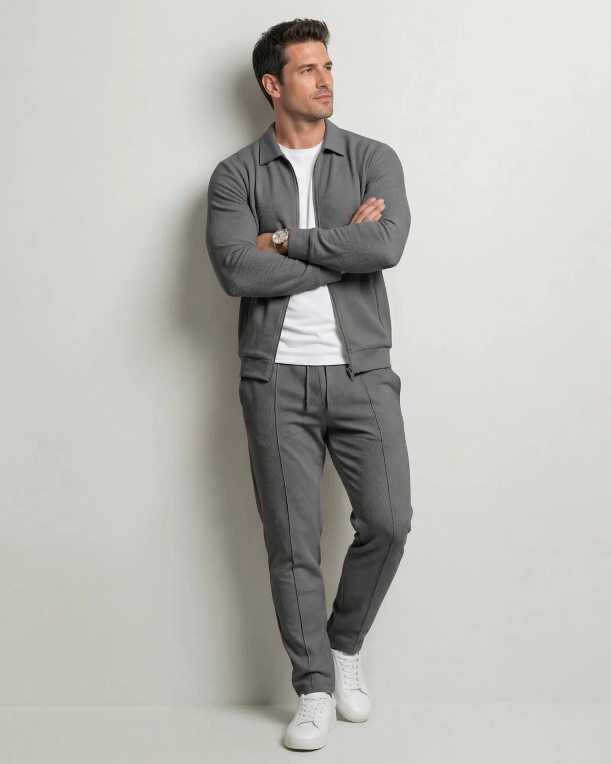 Signature Refined Zip Collar Knit Set