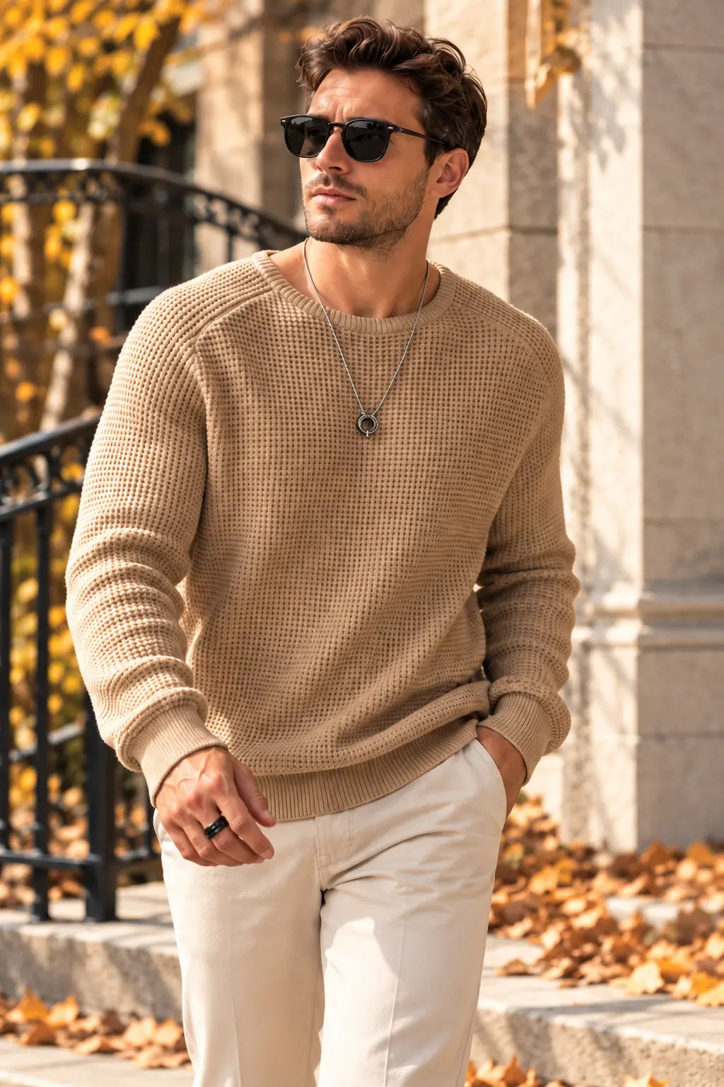 Premium Textured Waffle Knit Sweater