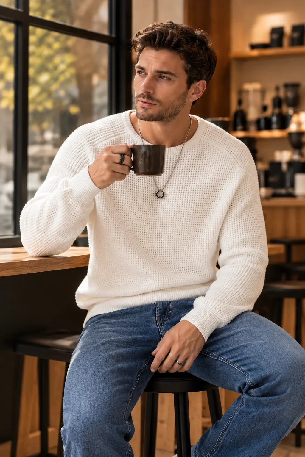 Premium Textured Waffle Knit Sweater