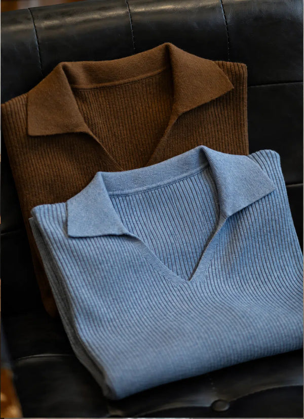 Heritage Johnny Collar Knit Johnny Collar Detail