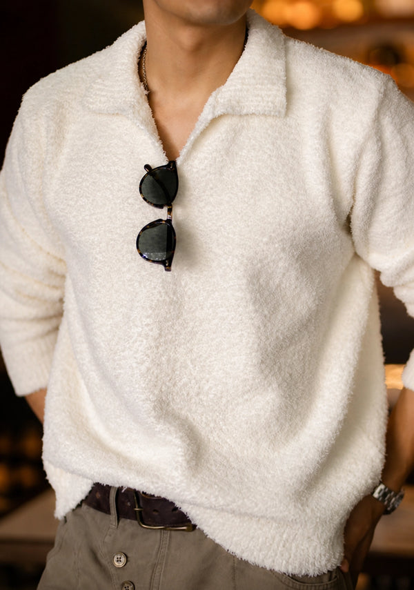 Signature Textured Johnny Collar Knit Pullover