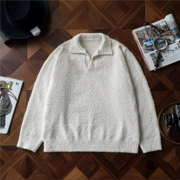 Signature Textured Johnny Collar Knit Pullover