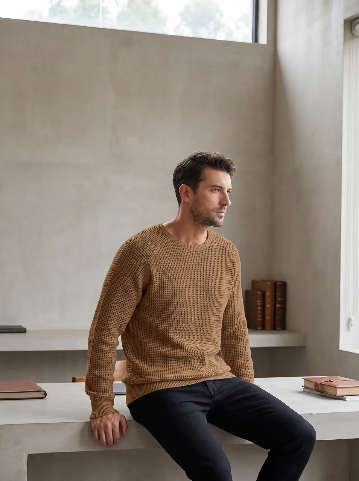 Premium Textured Waffle Knit Sweater