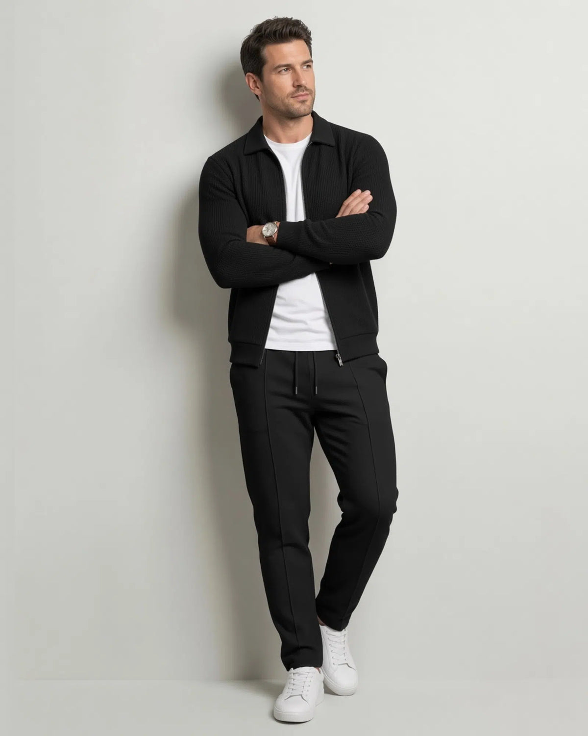 Signature Refined Zip Collar Knit Set